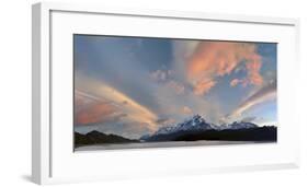 Landscape with Lake Grey and mountains at sunset, Patagonia, Chile-Panoramic Images-Framed Photographic Print