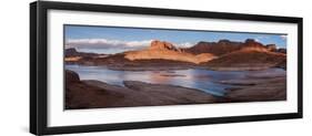 Landscape with Lake Powell and rock formations in desert, Mountain Sheep Canyon, Glen Canyon Rec...-Panoramic Images-Framed Photographic Print