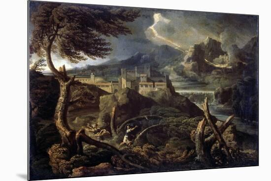 Landscape with Lightning, 1660S-Gaspard Dughet-Mounted Giclee Print