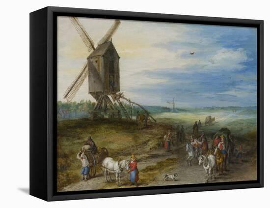 Landscape with Mill and Carts, C.1611-Jan Brueghel the Elder-Framed Stretched Canvas