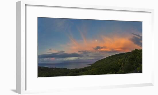 Landscape with moody sky at sunset above Kealakekua Bay, South Kona, Hawaii Islands, USA-Panoramic Images-Framed Photographic Print