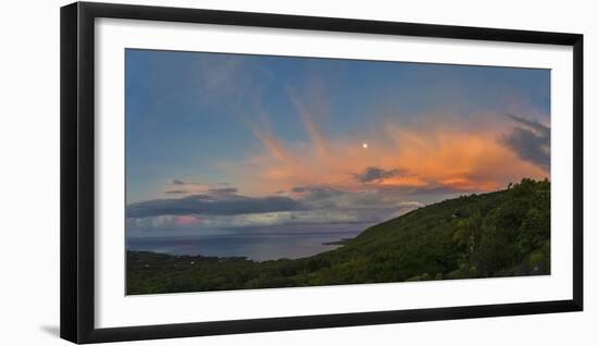 Landscape with moody sky at sunset above Kealakekua Bay, South Kona, Hawaii Islands, USA-Panoramic Images-Framed Photographic Print