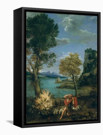 Landscape with Moses and the Burning Bush, 1610-16-Domenichino-Framed Stretched Canvas