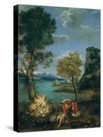 Landscape with Moses and the Burning Bush, 1610-16-Domenichino-Stretched Canvas