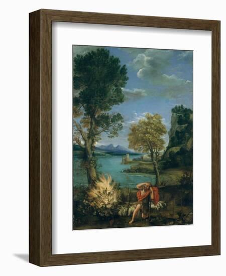 Landscape with Moses and the Burning Bush, 1610-16-Domenichino-Framed Giclee Print