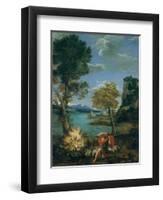 Landscape with Moses and the Burning Bush, 1610-16-Domenichino-Framed Giclee Print