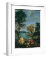 Landscape with Moses and the Burning Bush, 1610-16-Domenichino-Framed Giclee Print