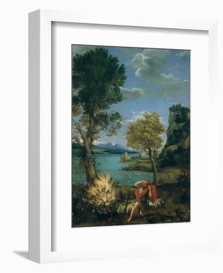 Landscape with Moses and the Burning Bush, 1610-16-Domenichino-Framed Giclee Print