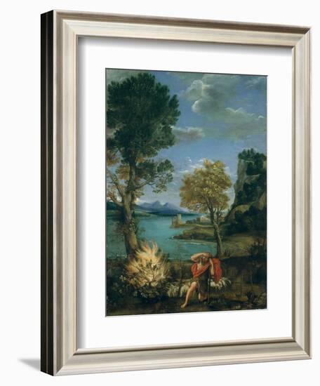 Landscape with Moses and the Burning Bush, 1610-16-Domenichino-Framed Giclee Print