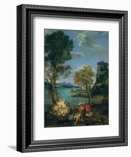 Landscape with Moses and the Burning Bush, 1610-16-Domenichino-Framed Giclee Print