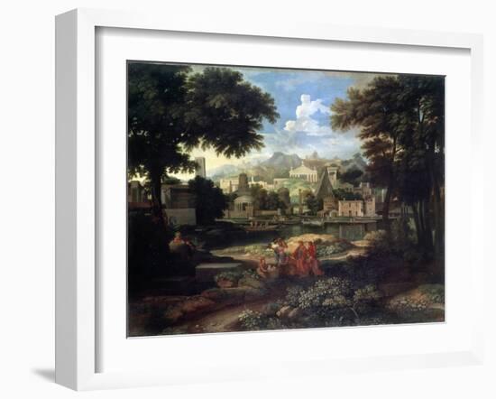 Landscape with Moses Saved from the Nile, Late 17th or 18th Century-Etienne Allegrain-Framed Giclee Print