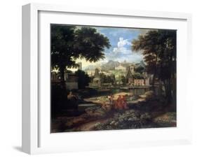 Landscape with Moses Saved from the Nile, Late 17th or 18th Century-Etienne Allegrain-Framed Giclee Print