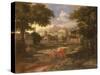 Landscape with Moses Saved from the River Nile-Etienne Allegrain-Stretched Canvas