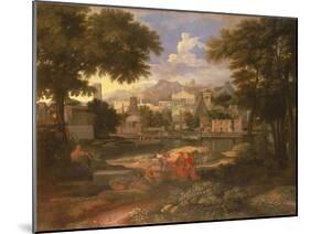 Landscape with Moses Saved from the River Nile-Etienne Allegrain-Mounted Giclee Print