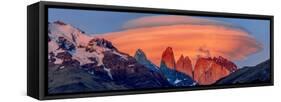 Landscape with mountains at sunset, Torres del Paine National Park, Chile-Panoramic Images-Framed Stretched Canvas