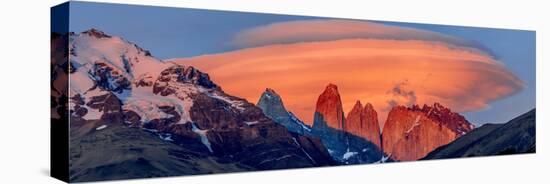 Landscape with mountains at sunset, Torres del Paine National Park, Chile-Panoramic Images-Stretched Canvas