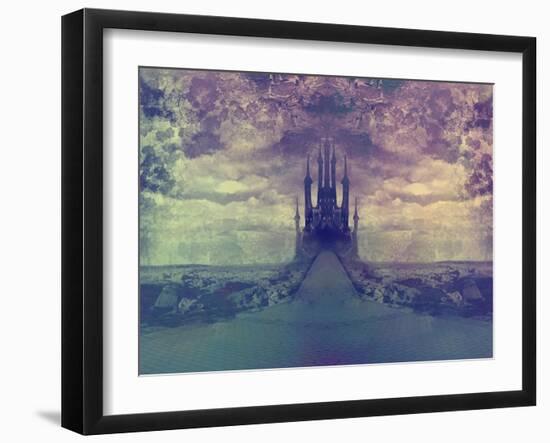 Landscape with Old Castle at Night-JackyBrown-Framed Art Print