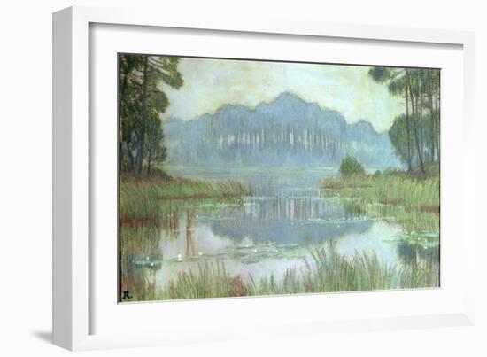 Landscape with Overgrown Pond, circa 1900-Jean Francis Auburtin-Framed Giclee Print