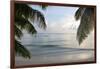 Landscape with Palm Leaves and Beach at Sunset, Grand Anse, Praslin Island, Seychelles-Guido Cozzi-Framed Photographic Print