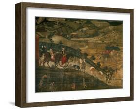 Landscape with Peasants and a Hunting Party-Ambrogio Lorenzetti-Framed Giclee Print