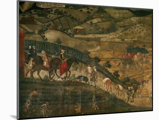 Landscape with Peasants and a Hunting Party-Ambrogio Lorenzetti-Mounted Giclee Print