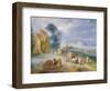 Landscape with Peasants, Carts and a Ferry-Joseph van Bredael-Framed Giclee Print