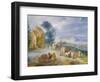 Landscape with Peasants, Carts and a Ferry-Joseph van Bredael-Framed Giclee Print