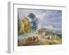 Landscape with Peasants, Carts and a Ferry-Joseph van Bredael-Framed Giclee Print
