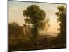 Landscape with Peasants Returning with Their Herds, c.1637-Claude Lorrain-Mounted Giclee Print