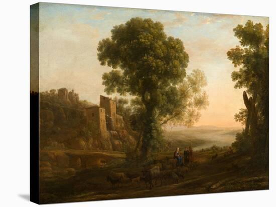 Landscape with Peasants Returning with Their Herds, c.1637-Claude Lorrain-Stretched Canvas