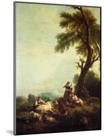 Landscape with Peasants Watching a Herd of Cattle-Francesco Zuccarelli-Mounted Giclee Print