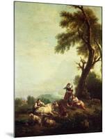 Landscape with Peasants Watching a Herd of Cattle-Francesco Zuccarelli-Mounted Giclee Print