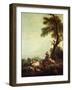 Landscape with Peasants Watching a Herd of Cattle-Francesco Zuccarelli-Framed Giclee Print