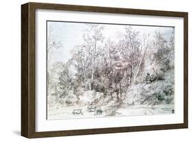 Landscape with Person Playing Flute, C1627-1674-Jan Lievens-Framed Giclee Print