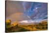 Landscape with rainbow in desert, Texas Canyon, Dragoon Mountains, Chihuahuan Desert, Arizona, USA-Panoramic Images-Stretched Canvas
