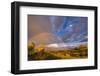 Landscape with rainbow in desert, Texas Canyon, Dragoon Mountains, Chihuahuan Desert, Arizona, USA-Panoramic Images-Framed Photographic Print