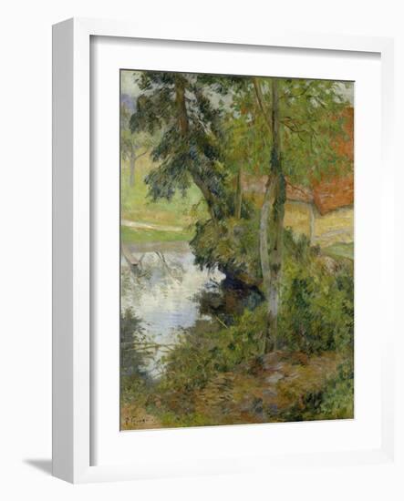 Landscape with Red Roof, 1885-Paul Gauguin-Framed Giclee Print
