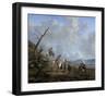 Landscape with Riders, Hunters and Peasants-Johannes Lingelbach-Framed Premium Giclee Print