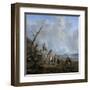 Landscape with Riders, Hunters and Peasants-Johannes Lingelbach-Framed Art Print