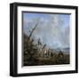 Landscape with Riders, Hunters and Peasants-Johannes Lingelbach-Framed Art Print