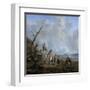 Landscape with Riders, Hunters and Peasants-Johannes Lingelbach-Framed Art Print