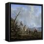 Landscape with Riders, Hunters and Peasants-Johannes Lingelbach-Framed Stretched Canvas