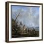 Landscape with Riders, Hunters and Peasants-Johannes Lingelbach-Framed Art Print