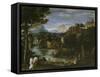 Landscape with River and Bathers-Annibale Carracci-Framed Stretched Canvas