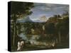 Landscape with River and Bathers-Annibale Carracci-Stretched Canvas