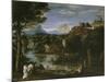 Landscape with River and Bathers-Annibale Carracci-Mounted Giclee Print