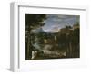 Landscape with River and Bathers-Annibale Carracci-Framed Giclee Print