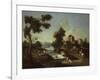 Landscape with Road, Cottages and Man Riding-Giuseppe Zais-Framed Art Print