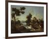 Landscape with Road, Cottages and Man Riding-Giuseppe Zais-Framed Art Print