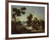 Landscape with Road, Cottages and Man Riding-Giuseppe Zais-Framed Art Print